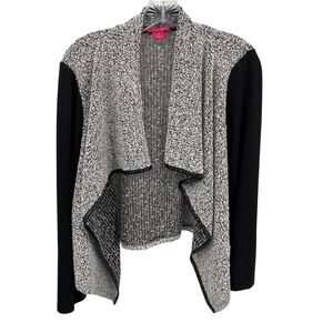 Sunny Leigh Sz M Cardigan  Wool Blend Open Front Sweater Heather Gray Boucle USA
